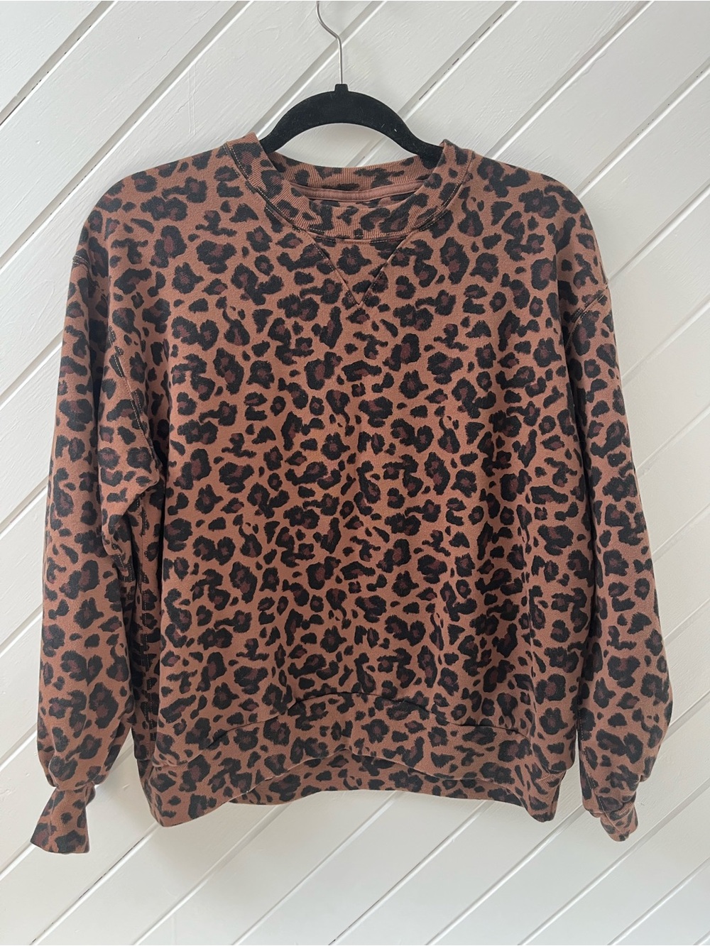 A&F Leopard Print Brown Crewneck Sweater